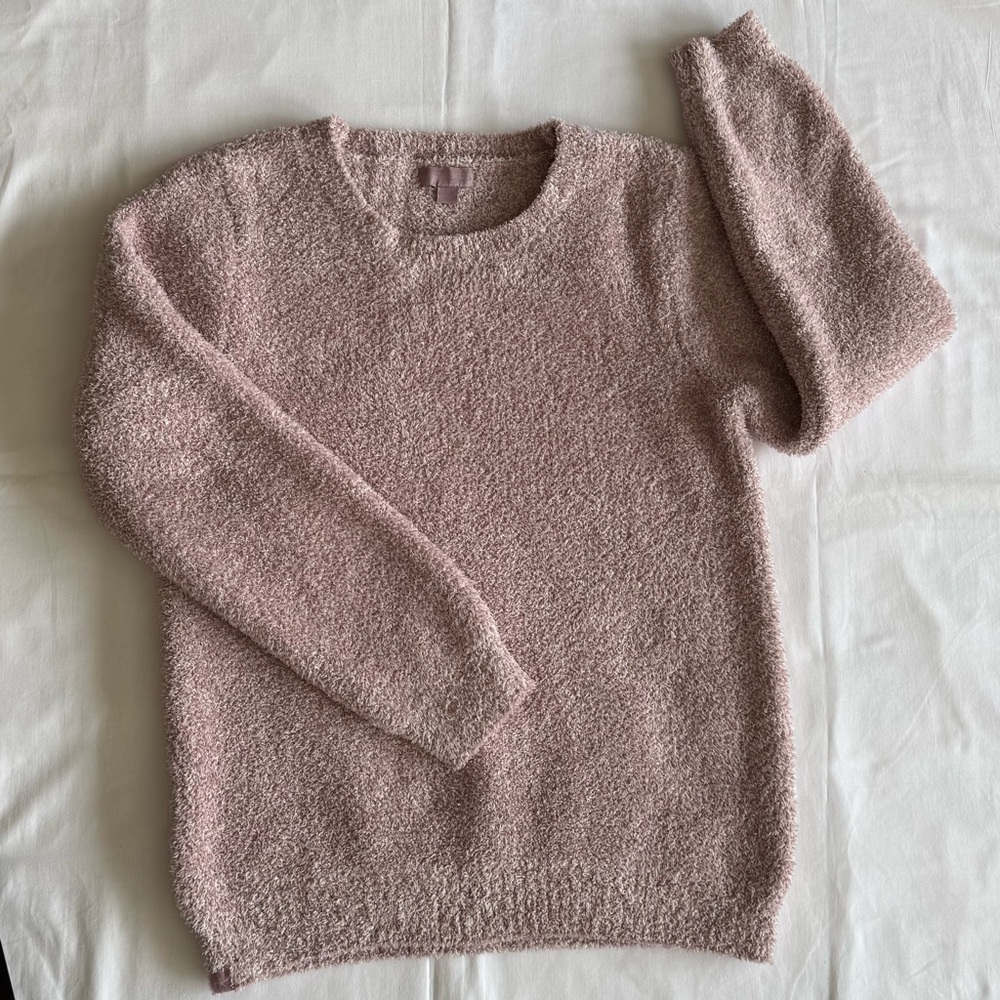 Barefoot Dreams Cozy Chic Blush Pink Soft Crewneck Sweater Size L
